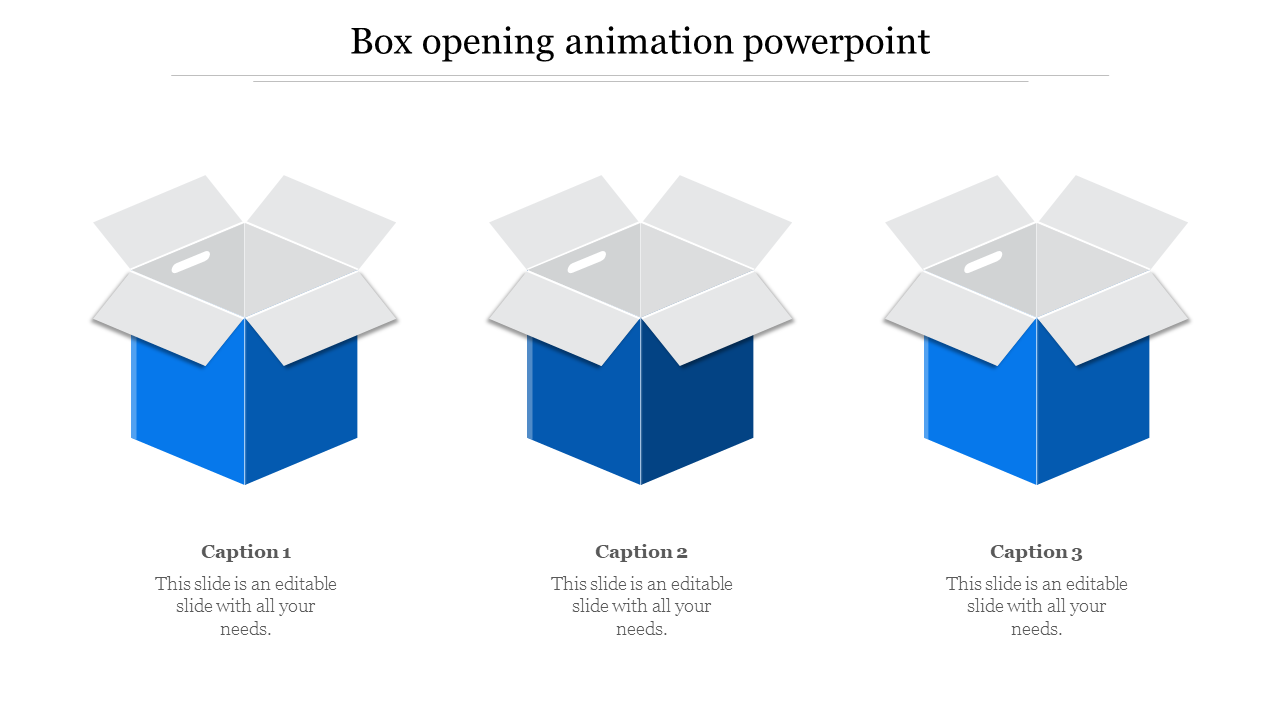 box opening animation powerpoint-Blue